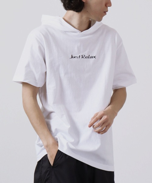 MODISH GAZE(モディシュガゼ)の「MODISH GAZE 線画 Just Relax半袖Tパーカー(パーカー・メンズ・ブラック/ホワイト・M/XL/L)」の3枚目の写真