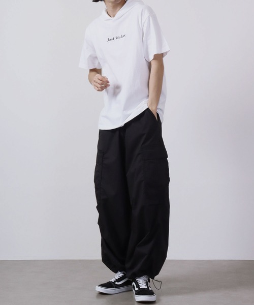 MODISH GAZE(モディシュガゼ)の「MODISH GAZE 線画 Just Relax半袖Tパーカー(パーカー・メンズ・ブラック/ホワイト・M/XL/L)」の5枚目の写真