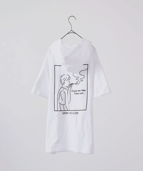 MODISH GAZE(モディシュガゼ)の「MODISH GAZE 線画 Just Relax半袖Tパーカー(パーカー・メンズ・ブラック/ホワイト・M/XL/L)」の18枚目の写真
