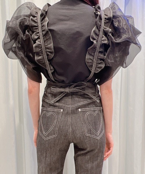 lilLilly(リルリリー)の「フリルデニムサロペット(サロペット/オーバーオール・レディース・ブラック/インディゴブルー・SMALL/MEDIUM)」の15枚目の写真