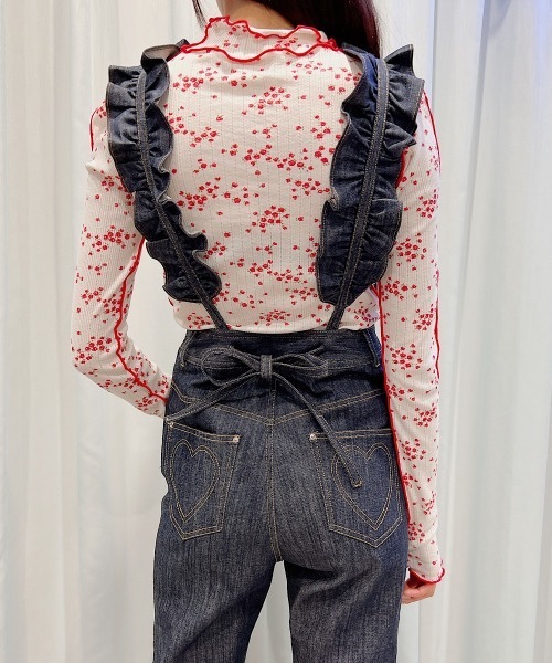 lilLilly(リルリリー)の「フリルデニムサロペット(サロペット/オーバーオール・レディース・ブラック/インディゴブルー・SMALL/MEDIUM)」の8枚目の写真