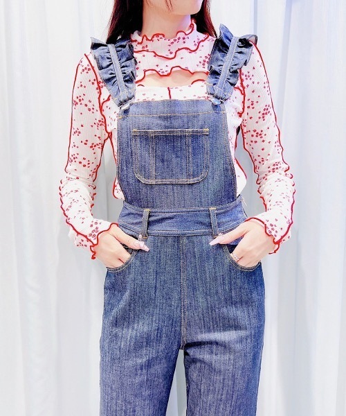 lilLilly(リルリリー)の「フリルデニムサロペット(サロペット/オーバーオール・レディース・ブラック/インディゴブルー・SMALL/MEDIUM)」の19枚目の写真