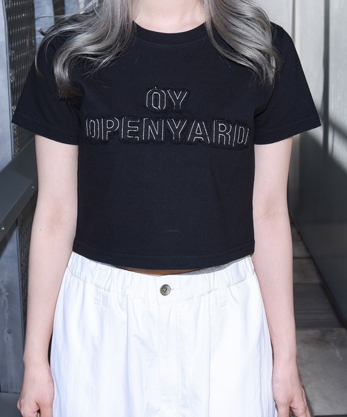 tシャツ 「OY/オーワイ」CUTTING PATCH LOGO CROP/カッティングパッチ ロゴ クロップ 半袖カットソー レディース OY tシャツ 「OY/オーワイ」BLACK CAT CROP/ブラックキャット