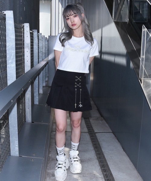 『OY/オーワイ』CUTTING PATCH LOGO CROP/カッティングパッチ ロゴ クロップ 半袖カットソー（Tシャツ/カットソー）｜OY（オーワイ）