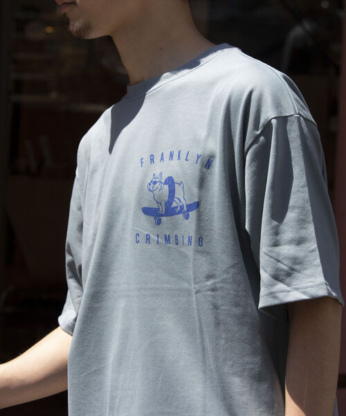 Franklin Climbing(フランクリンクライミング)の「【Franklin Climbing】ブルドッグ&スケートグラフィックテックTシャツ(Tシャツ/カットソー・メンズ・サックスブルー/ブラック/オフホワイト・M/L)」の3枚目の写真