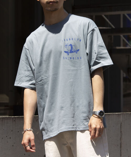 Franklin Climbing(フランクリンクライミング)の「【Franklin Climbing】ブルドッグ&スケートグラフィックテックTシャツ(Tシャツ/カットソー・メンズ・サックスブルー/ブラック/オフホワイト・M/L)」の7枚目の写真