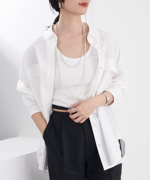 SHENERY（シーナリー）の「コットンオーバーシャツ（シャツ/ブラウス・レディース・オフホワイト/ブラウン/ピンク・FREE）」の2枚目の写真