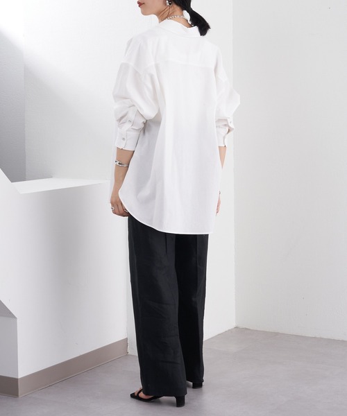 SHENERY（シーナリー）の「コットンオーバーシャツ（シャツ/ブラウス・レディース・オフホワイト/ブラウン/ピンク・FREE）」の5枚目の写真