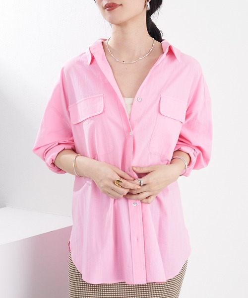 SHENERY（シーナリー）の「コットンオーバーシャツ（シャツ/ブラウス・レディース・オフホワイト/ブラウン/ピンク・FREE）」の13枚目の写真