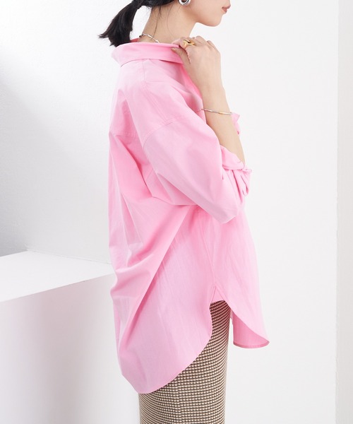 SHENERY（シーナリー）の「コットンオーバーシャツ（シャツ/ブラウス・レディース・オフホワイト/ブラウン/ピンク・FREE）」の6枚目の写真