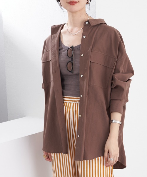 SHENERY（シーナリー）の「コットンオーバーシャツ（シャツ/ブラウス・レディース・オフホワイト/ブラウン/ピンク・FREE）」の16枚目の写真