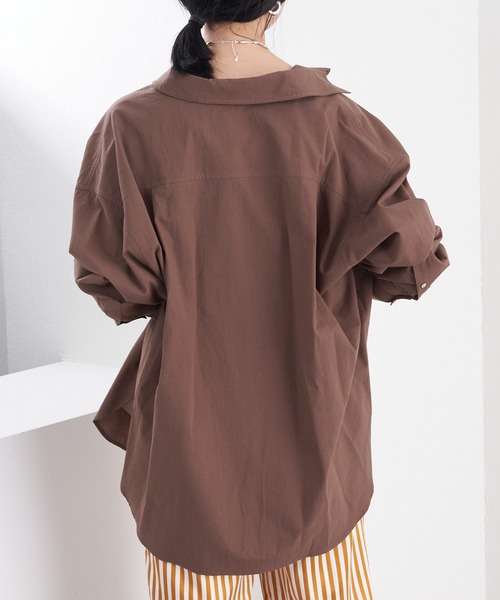 SHENERY（シーナリー）の「コットンオーバーシャツ（シャツ/ブラウス・レディース・オフホワイト/ブラウン/ピンク・FREE）」の9枚目の写真