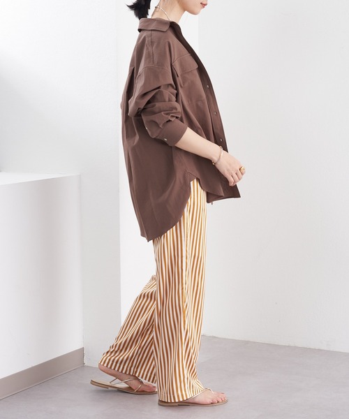 SHENERY（シーナリー）の「コットンオーバーシャツ（シャツ/ブラウス・レディース・オフホワイト/ブラウン/ピンク・FREE）」の10枚目の写真