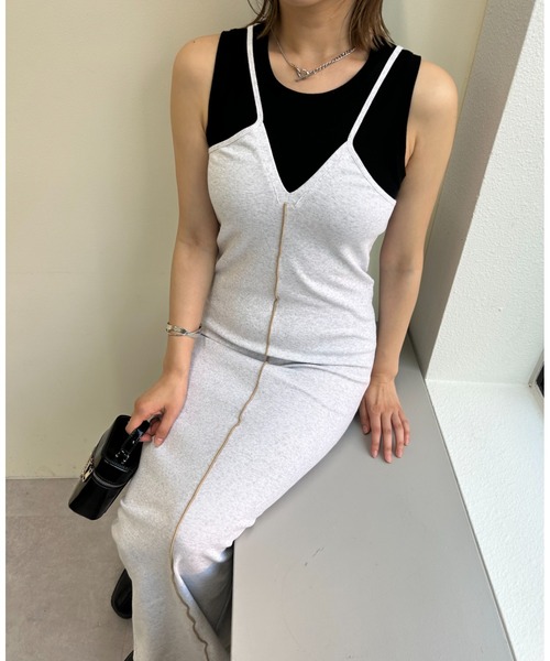WHO'S WHO gallery（フーズフーギャラリー）の「Vあきリブワンピース（ワンピース・レディース・チャコールグレー/ブラック/ライトグレー・FREE）」の9枚目の写真