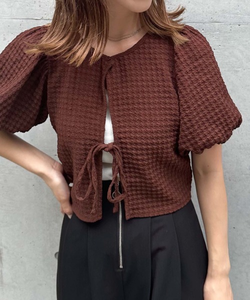 archives(アルシーヴ)の「フクレJQバックリボンTOPS(Tシャツ/カットソー・レディース・ブラウン/アイボリー/ブラック・MEDIUM)」の10枚目の写真