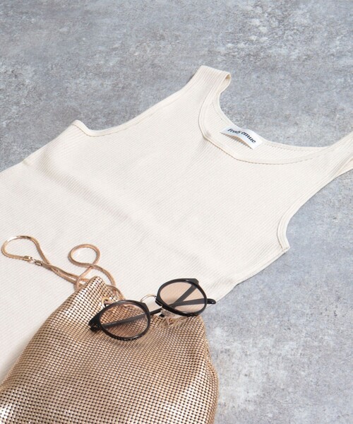 fredy emue(フレディエミュ)の「ニットライクテレコタンクトップ(Tシャツ/カットソー・レディース・アイボリー/グレイッシュブルー/ブラウン/ブラック・38)」の2枚目の写真