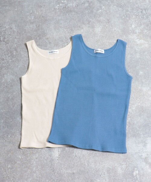 fredy emue(フレディエミュ)の「ニットライクテレコタンクトップ(Tシャツ/カットソー・レディース・アイボリー/グレイッシュブルー/ブラウン/ブラック・38)」の6枚目の写真