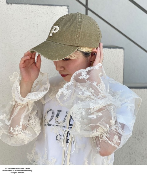 CIAOPANIC（チャオパニック）の「ピグメントイニシャル刺繍キャップ（キャップ・レディース・グリーン/ベージュ/ネイビー/イエロー・FREE）」の2枚目の写真