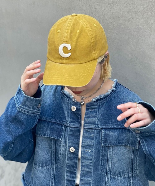 CIAOPANIC（チャオパニック）の「ピグメントイニシャル刺繍キャップ（キャップ・レディース・グリーン/ベージュ/ネイビー/イエロー・FREE）」の4枚目の写真