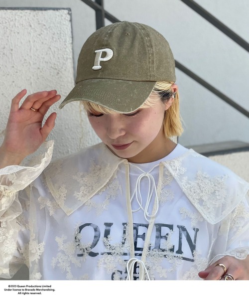 CIAOPANIC（チャオパニック）の「ピグメントイニシャル刺繍キャップ（キャップ・レディース・グリーン/ベージュ/ネイビー/イエロー・FREE）」の5枚目の写真