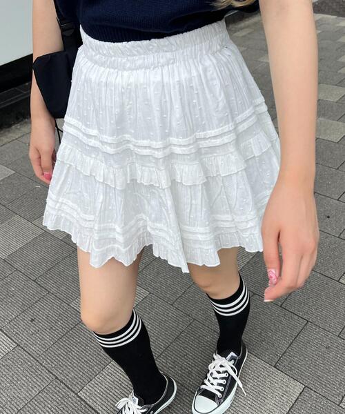 WC（ダブル シー）の「コットンレースティアードミニスカート（スカート・レディース・ホワイト/ブラック・FREE）」の17枚目の写真