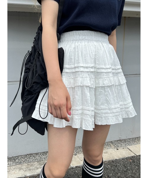 WC（ダブル シー）の「コットンレースティアードミニスカート（スカート・レディース・ホワイト/ブラック・FREE）」の3枚目の写真