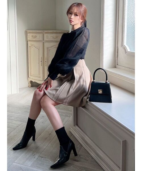 RESEXXY（リゼクシー）の「シアースリーブ切替ニットトップス（ニット/セーター・レディース・ブラック/ホワイト/パープル・FREE）」の7枚目の写真