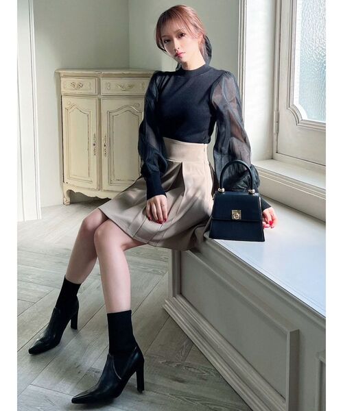 RESEXXY（リゼクシー）の「シアースリーブ切替ニットトップス（ニット/セーター・レディース・ブラック/ホワイト/パープル・FREE）」の12枚目の写真