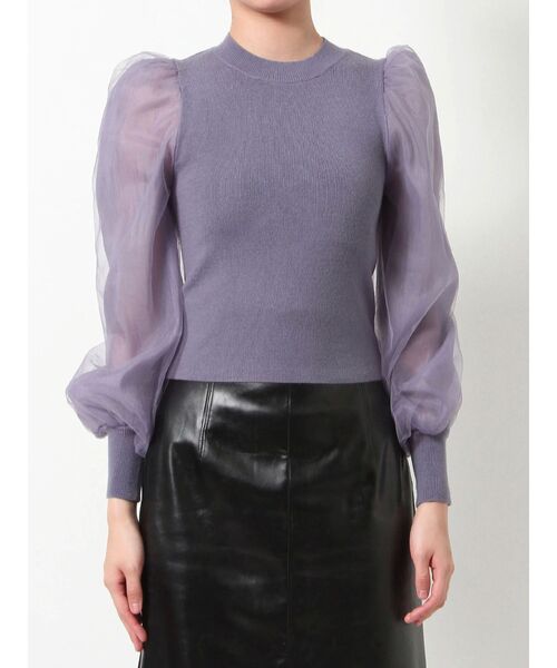 RESEXXY（リゼクシー）の「シアースリーブ切替ニットトップス（ニット/セーター・レディース・ブラック/ホワイト/パープル・FREE）」の9枚目の写真