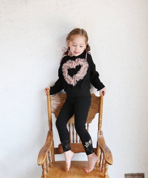 Rora(ローラ)の「ハートビート スウェットT / トレーナー チュール ハート(スウェット・キッズ・ブラック・110/130/140/120/150/100)」の10枚目の写真