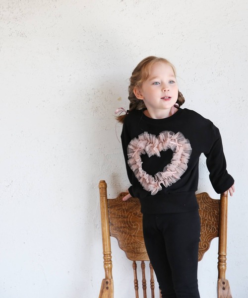 Rora(ローラ)の「ハートビート スウェットT / トレーナー チュール ハート(スウェット・キッズ・ブラック・110/130/140/120/150/100)」の18枚目の写真