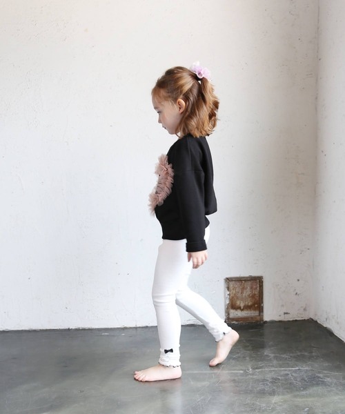 Rora(ローラ)の「ハートビート スウェットT / トレーナー チュール ハート(スウェット・キッズ・ブラック・110/130/140/120/150/100)」の4枚目の写真