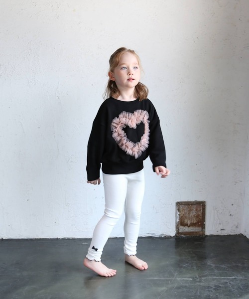 Rora(ローラ)の「ハートビート スウェットT / トレーナー チュール ハート(スウェット・キッズ・ブラック・110/130/140/120/150/100)」の14枚目の写真