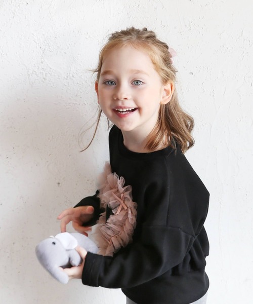 Rora(ローラ)の「ハートビート スウェットT / トレーナー チュール ハート(スウェット・キッズ・ブラック・110/130/140/120/150/100)」の12枚目の写真