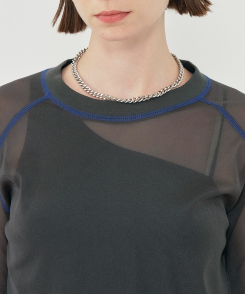 CITY TOKYO（シティトウキョウ）の「＜洗濯機洗い可能＞＜伸縮性＞トリコットシアーラグラントップス（Tシャツ/カットソー・レディース・ライトグレー/ホワイト/ネイビー/ダークグレー/ダークブルー・FREE）」の6枚目の写真