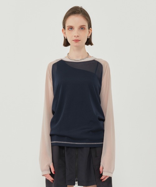 CITY TOKYO（シティトウキョウ）の「＜洗濯機洗い可能＞＜伸縮性＞トリコットシアーラグラントップス（Tシャツ/カットソー・レディース・ライトグレー/ホワイト/ネイビー/ダークグレー/ダークブルー・FREE）」の11枚目の写真