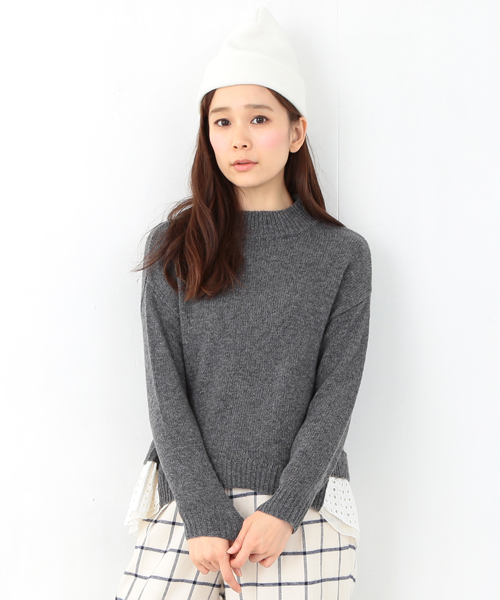 CAROLINA GLASER（カロリナ グレイサー）の「CAROLINA GLASER / バックフリル プルオーバー（ニット/セーター・レディース・チャコールグレー/ピンク・ONE SIZE）」の5枚目の写真