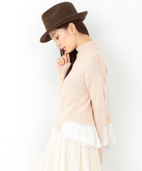 CAROLINA GLASER（カロリナ グレイサー）の「CAROLINA GLASER / バックフリル プルオーバー（ニット/セーター・レディース・チャコールグレー/ピンク・ONE SIZE）」の6枚目の写真