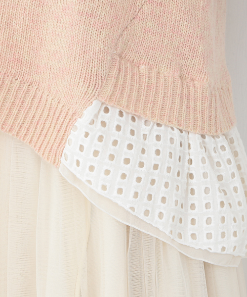 CAROLINA GLASER（カロリナ グレイサー）の「CAROLINA GLASER / バックフリル プルオーバー（ニット/セーター・レディース・チャコールグレー/ピンク・ONE SIZE）」の14枚目の写真