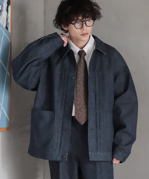 RAGEBLUE(レイジブルー)の「BLUEVER/デニムライクトラッカージャケット(デニムジャケット・メンズ・ブラック/ネイビー・MEDIUM/LARGE)」の2枚目の写真