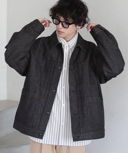 RAGEBLUE(レイジブルー)の「BLUEVER/デニムライクトラッカージャケット(デニムジャケット・メンズ・ブラック/ネイビー・MEDIUM/LARGE)」の13枚目の写真