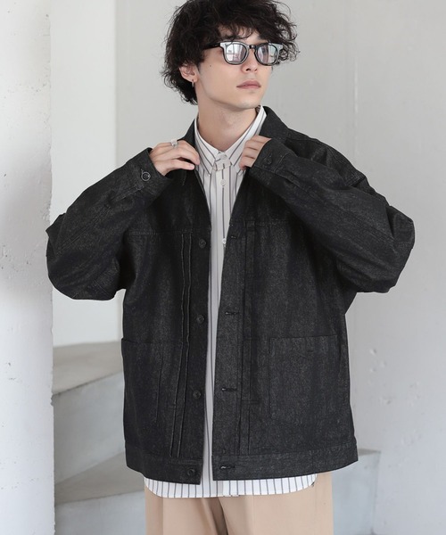 RAGEBLUE(レイジブルー)の「BLUEVER/デニムライクトラッカージャケット(デニムジャケット・メンズ・ブラック/ネイビー・MEDIUM/LARGE)」の14枚目の写真