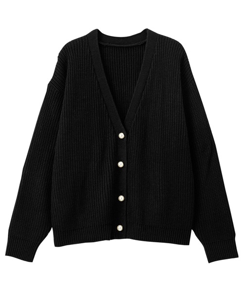 alotta(アロッタ)の「パール調ボタン付ニットカーディガン(カーディガン/ボレロ・レディース・ブラック/ブルーグレー/ホワイト/ミント・3L/M/LL/L)」の7枚目の写真