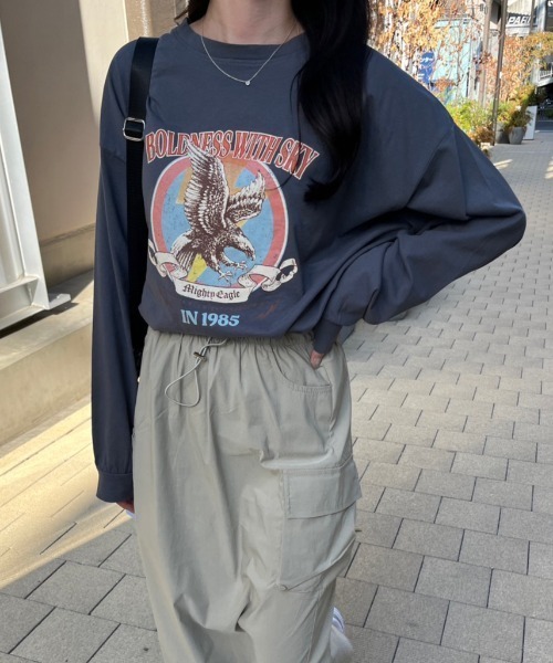 nemne store(ネンネストア)の「【低身長サイズあり】アソートラグランプリントロンT(Tシャツ/カットソー・レディース・スミクロ/クリーム/ブラック/オートミール/ネイビー・MEDIUM/SMALL)」の3枚目の写真