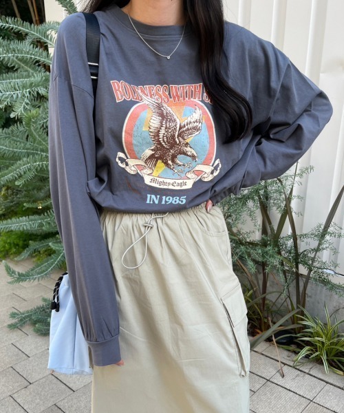 nemne store(ネンネストア)の「【低身長サイズあり】アソートラグランプリントロンT(Tシャツ/カットソー・レディース・スミクロ/クリーム/ブラック/オートミール/ネイビー・MEDIUM/SMALL)」の14枚目の写真