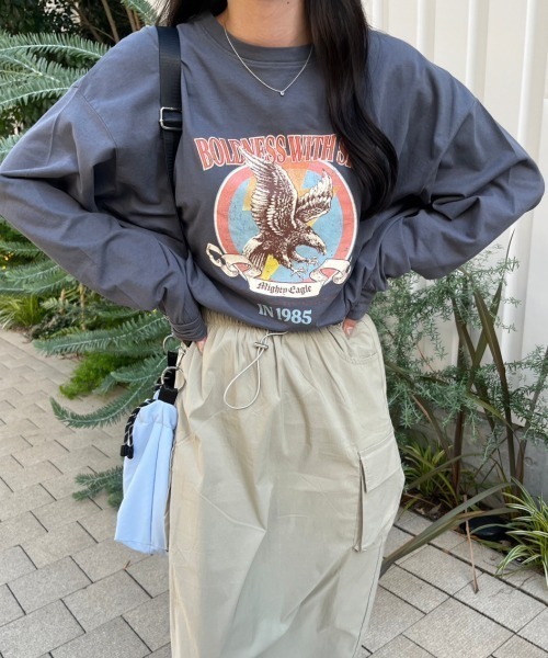 nemne store(ネンネストア)の「【低身長サイズあり】アソートラグランプリントロンT(Tシャツ/カットソー・レディース・スミクロ/クリーム/ブラック/オートミール/ネイビー・MEDIUM/SMALL)」の16枚目の写真