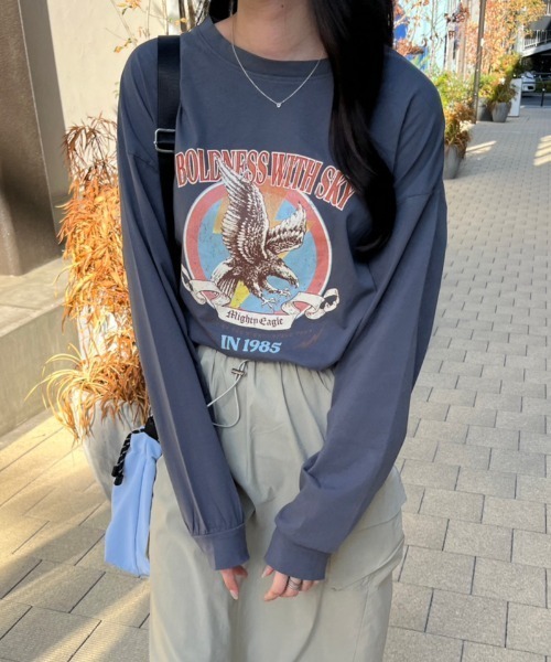nemne store(ネンネストア)の「【低身長サイズあり】アソートラグランプリントロンT(Tシャツ/カットソー・レディース・スミクロ/クリーム/ブラック/オートミール/ネイビー・MEDIUM/SMALL)」の15枚目の写真