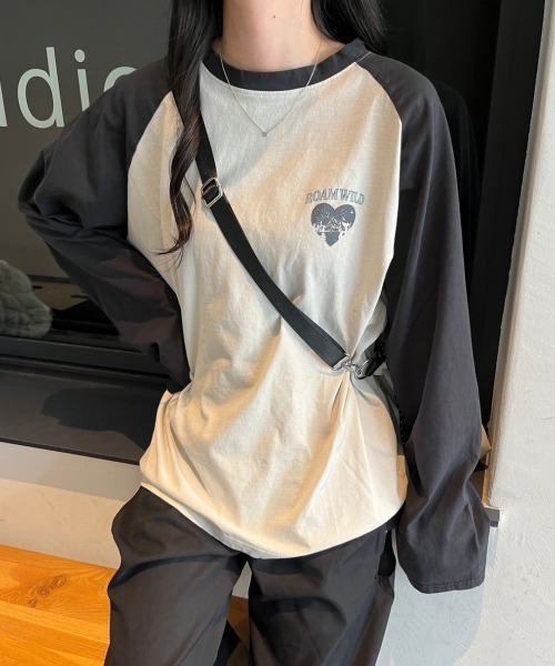 nemne store(ネンネストア)の「【低身長サイズあり】アソートラグランプリントロンT(Tシャツ/カットソー・レディース・スミクロ/クリーム/ブラック/オートミール/ネイビー・MEDIUM/SMALL)」の7枚目の写真
