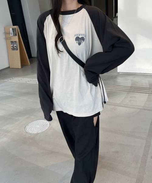 nemne store(ネンネストア)の「【低身長サイズあり】アソートラグランプリントロンT(Tシャツ/カットソー・レディース・スミクロ/クリーム/ブラック/オートミール/ネイビー・MEDIUM/SMALL)」の9枚目の写真