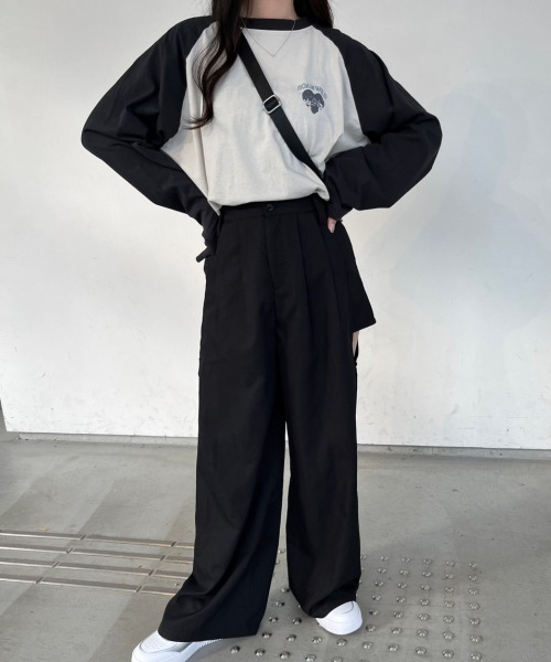 nemne store(ネンネストア)の「【低身長サイズあり】アソートラグランプリントロンT(Tシャツ/カットソー・レディース・スミクロ/クリーム/ブラック/オートミール/ネイビー・MEDIUM/SMALL)」の13枚目の写真